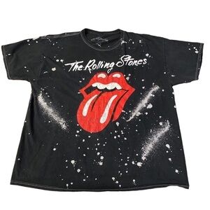 The Rolling Stones Black T-Shirt Paint Splatter Graphic Men’s Size XL